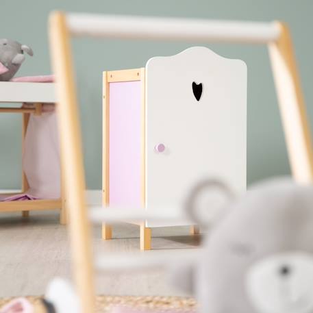 Armoire de poupée avec penderie et étagère scarlett Lilas, blanc et naturel 3 - vertbaudet enfant 