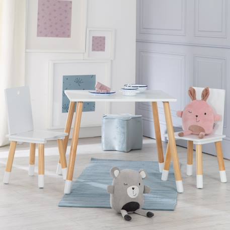 Set table et 2 chaises enfant avec pieds en bois massif Blanc+Blanc et naturel+Gris et naturel 8 - vertbaudet enfant 