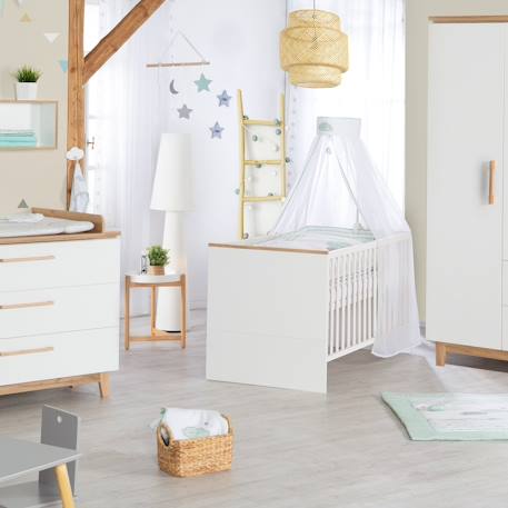 Chambre bébé évolutive complète - style scandinave avec soft-close finn Blanc / chêne doré 2 - vertbaudet enfant 