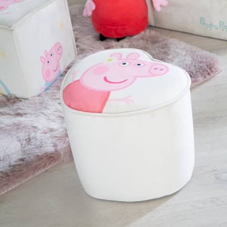 Tabouret pouf en velours imprimé et bois peppa pig Beige / cœur+Beige / cube 2 - vertbaudet enfant 