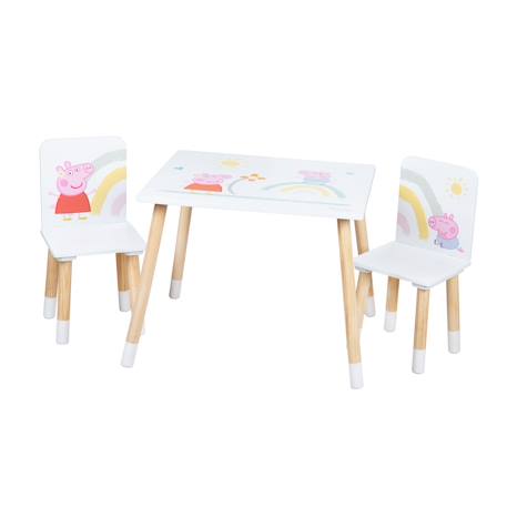 Set table et 2 chaises enfant avec pieds en bois massif Blanc - naturel / peppa pig 1 - vertbaudet enfant 