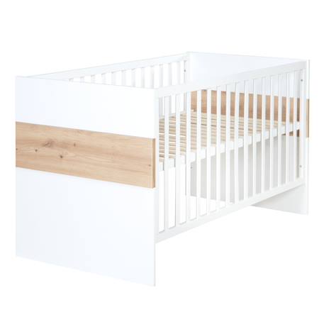 Lit bébé évolutif 2en1 à hauteur réglable lion Blanc / chêne artisan 1 - vertbaudet enfant 