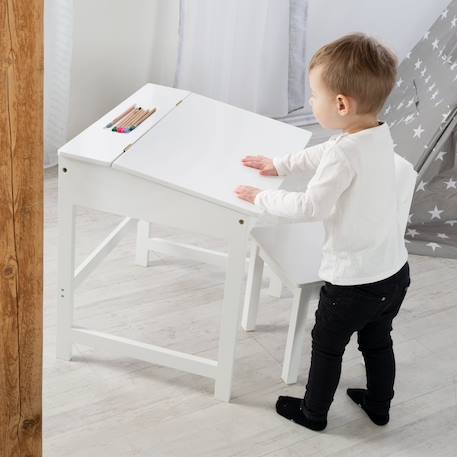 Bureau d'écolier avec rangement intégré et chaise Blanc 2 - vertbaudet enfant 