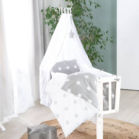 Berceau complet en bois avec accessoires little stars Blanc - gris / étoiles 6 - vertbaudet enfant 