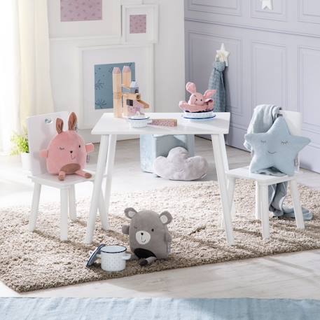 Set table et 2 chaises enfant avec pieds en bois massif Blanc+Blanc et naturel+Gris et naturel 4 - vertbaudet enfant 