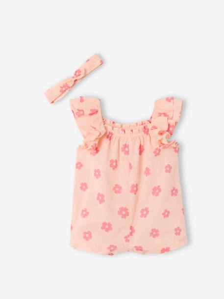 Combishort bébé en voile de coton rose pâle 1 - vertbaudet enfant 