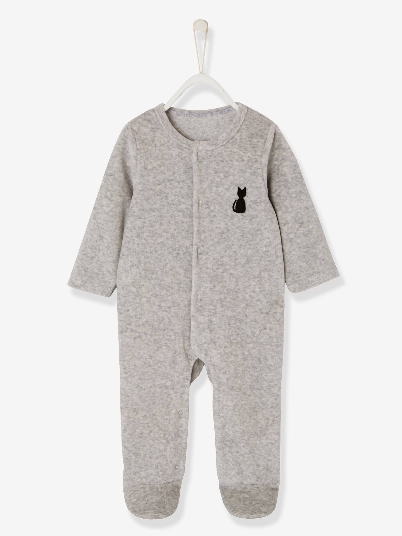 74CM VERTBAUDET Lot de 2 pyjamas bébé en velours ouverture devant Lot blanc gris 12M 