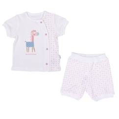-Ensemble t-shirt et short bébé en coton bio girafe