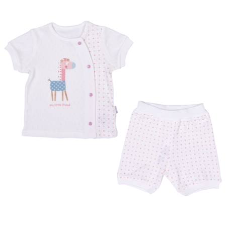 Ensemble t-shirt et short bébé en coton bio girafe Rose 1 - vertbaudet enfant 