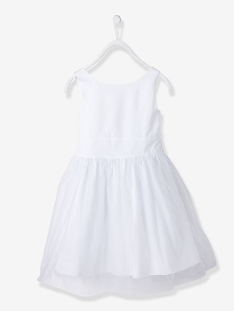 Robe cérémonie fille satin et tulle blanc+Rose poudré 2 - vertbaudet enfant 