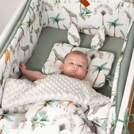Couverture réversible en minky safari Gris+Vert 2 - vertbaudet enfant 