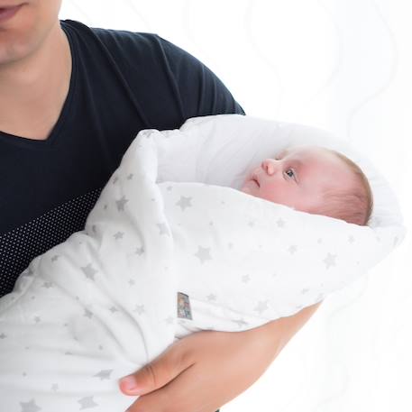 Couverture d'emmaillotage en coton stella Blanc, imprimé étoiles 2 - vertbaudet enfant 