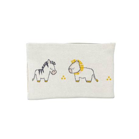 Couverture maille en coton - pluche et pompon Beige 1 - vertbaudet enfant 