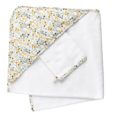 Cape de bain et gant en coton - promenons nous Blanc 1 - vertbaudet enfant 