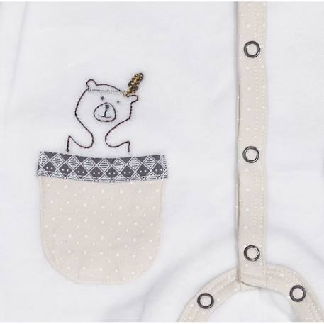 Pyjama bébé à manches longues en velours - timouki Beige+Blanc 5 - vertbaudet enfant 
