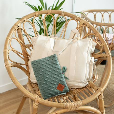 Protège carnet de santé en minky Bleu+Camel+Denim+Écru+Gris+Rose+Vert émeraude 27 - vertbaudet enfant 