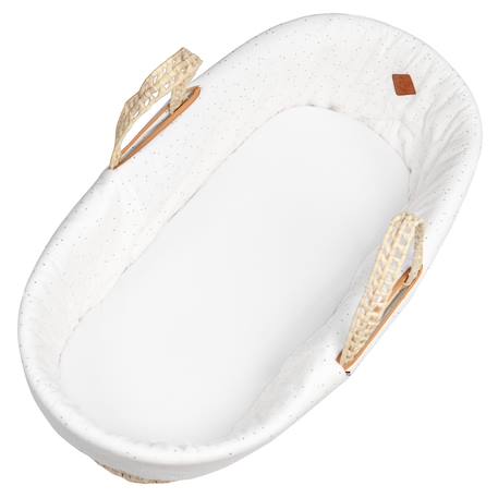 Habillage de couffin en gaze de coton pois dorés Blanc+Camel+Vert 1 - vertbaudet enfant 