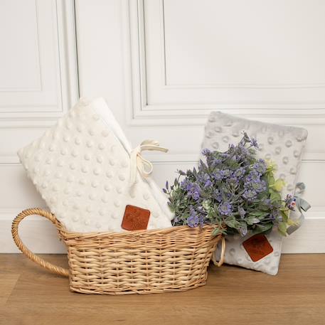 Protège carnet de santé en minky Bleu+Camel+Denim+Écru+Gris+Rose+Vert émeraude 24 - vertbaudet enfant 