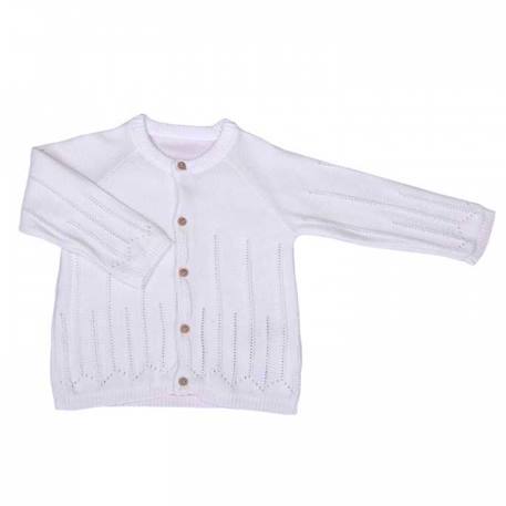 Gilet bébé en tricot de coton bio luna Écru 1 - vertbaudet enfant 