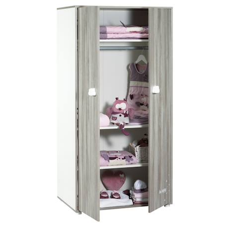 Armoire 2 portes en bois - smile Beige+Gris 6 - vertbaudet enfant 
