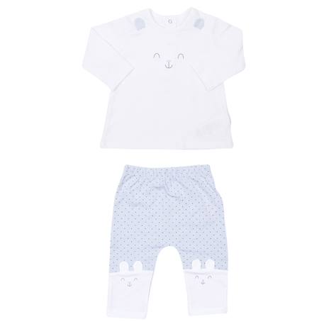 Pyjama bébé 2 pièces en coton bio lapin Bleu+Rose 1 - vertbaudet enfant 