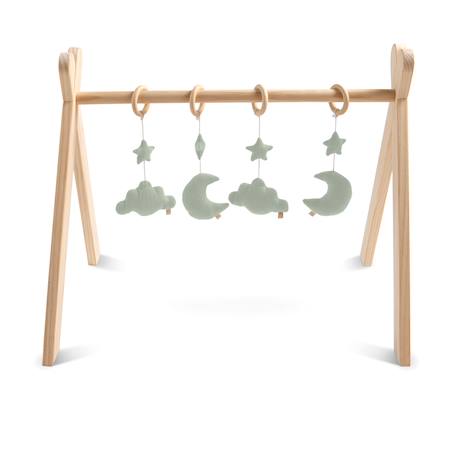 Arche d'éveil bois avec 4 jouets - uni sauge Beige+Rose+Rouge+Vert 8 - vertbaudet enfant 