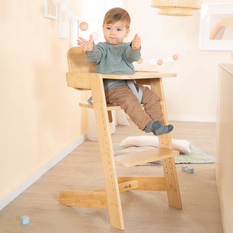 Chaise haute évolutive en bambou fsc® avec plateau repas nature up Anthracite - naturel+Blanc - naturel+Bois naturel 14 - vertbaudet enfant 