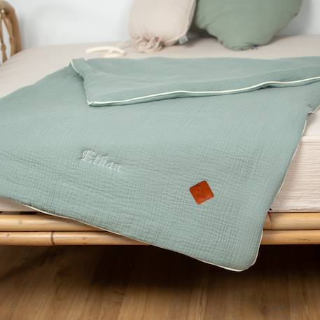Couverture en gaze de coton jeanne Beige+Blanc+Blanc à pois or+Bleu+Camel+Écru+Gris clair+Terracotta+Vert de gris+Vieux rose 43 - vertbaudet enfant 