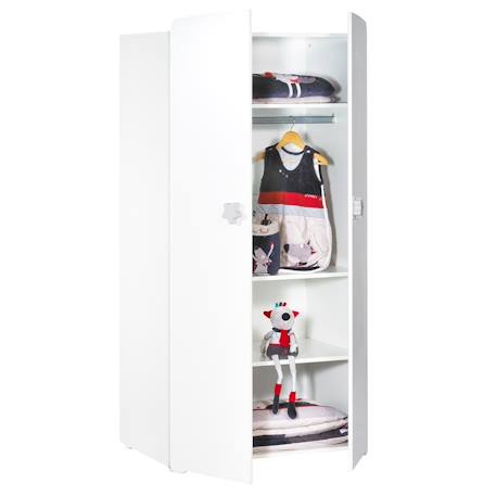 Armoire bébé 2 portes - basic Blanc+Blanc/gris+Blanc/rose 7 - vertbaudet enfant 