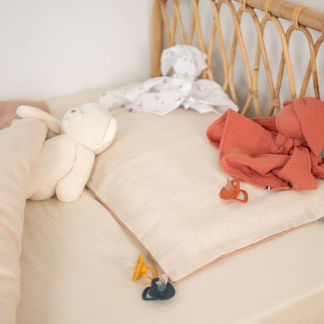Taie d'oreiller réversible en lin lavé Beige+Vert de gris 4 - vertbaudet enfant 