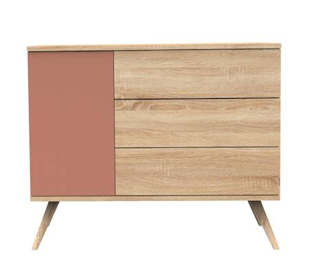 Commode 1 porte et 3 tiroirs - seventies Marron/ecru+Marron/orange+Marron/vert 4 - vertbaudet enfant 
