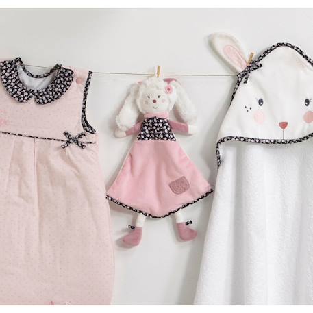 Doudou mouchoir lapin en velours - miss fleur de lune Blanc 3 - vertbaudet enfant 
