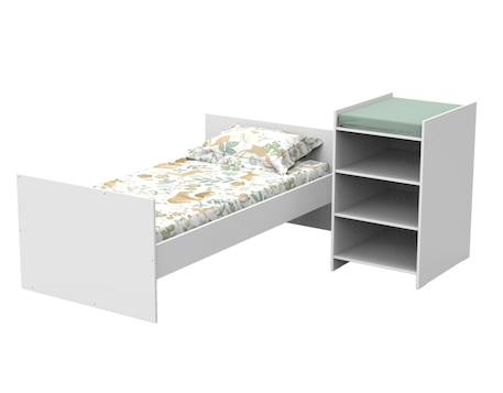 Lit combiné évolutif en bois - first Blanc+Blanc/marron 2 - vertbaudet enfant 