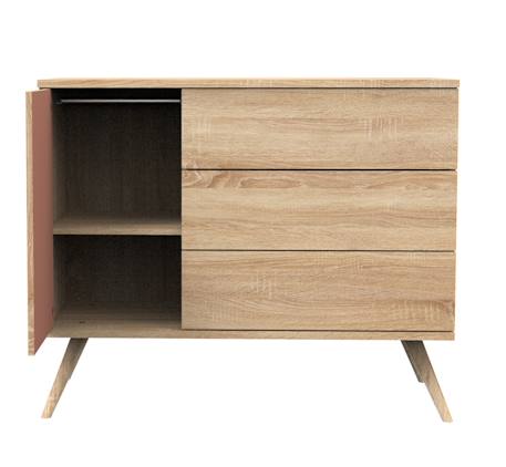 Commode 1 porte et 3 tiroirs - seventies Marron/ecru+Marron/orange+Marron/vert 6 - vertbaudet enfant 