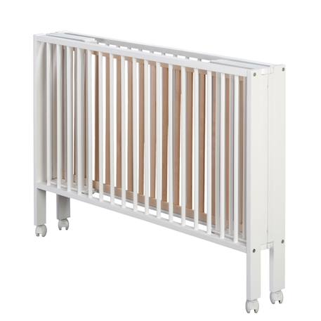 Lit pour enfant à barreaux pliable  avec matelas Blanc+Bois naturel 3 - vertbaudet enfant 