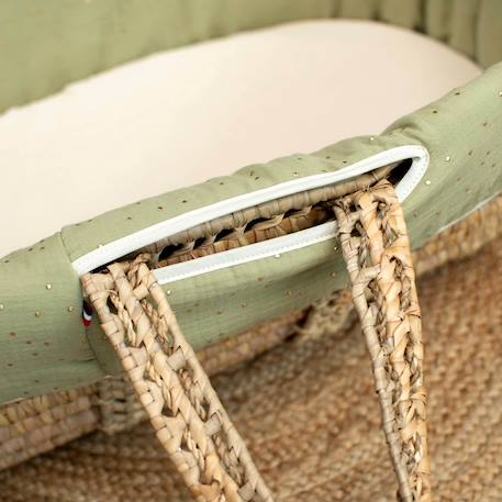 Couffin bébé avec matelas habillage et drap housse pois dorés Blanc à pois or+Camel à pois or+Vert à pois or 12 - vertbaudet enfant 