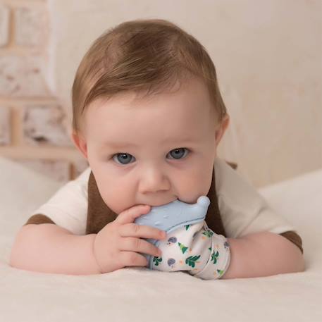 Moufle de dentition en silicone alimentaire hérisson Bleu+Gris+Rose 4 - vertbaudet enfant 