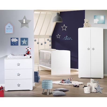Commode à langer 3 tiroirs - basic Blanc+Blanc/gris+Blanc/rose 7 - vertbaudet enfant 