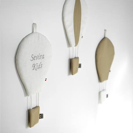Montgolfière murale décorative en lin Beige+Pêche+Vert 4 - vertbaudet enfant 