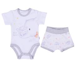 -Ensemble bébé body et shorty en coton bio éléphant
