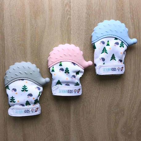 Moufle de dentition en silicone alimentaire hérisson Bleu+Gris+Rose 5 - vertbaudet enfant 