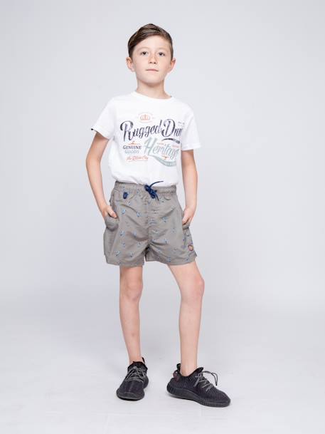 Short de bain gazole garçon Kaki+Orange 4 - vertbaudet enfant 