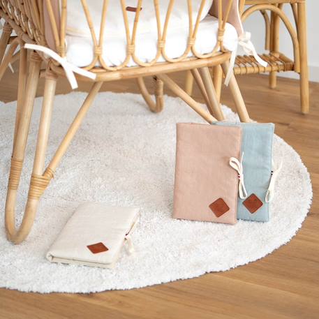 Protège carnet de santé en lin Beige+Écru+Pêche+Vert de gris 10 - vertbaudet enfant 