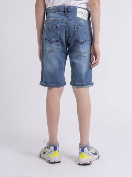 Bermuda en jean bloopy garçon Bleu clair+Bleu foncé 2 - vertbaudet enfant 