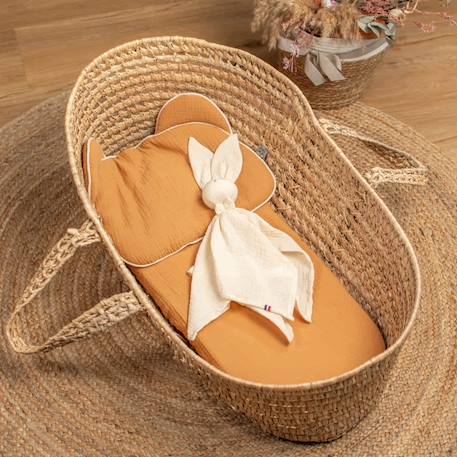 Drap housse couffin ovale en gaze de coton jeanne Beige+Blanc+Blanc à pois or+Bleu+Camel+Écru+Gris clair+Ivoire+Rose+Terracotta+Vert de gris 20 - vertbaudet enfant 