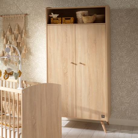 Armoire 2 portes et 1 niche - access Marron+Marron/blanc 4 - vertbaudet enfant 