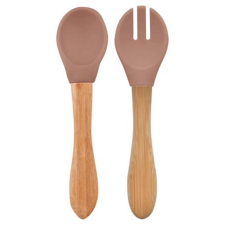 Set de couverts bébé fourchette et cuillère Caramel+Rose clair+Terracotta 1 - vertbaudet enfant 
