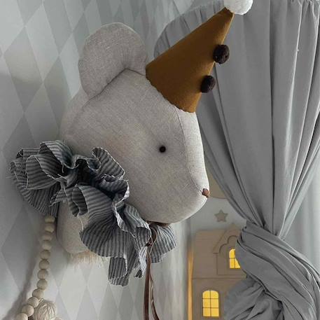 Trophée mural ours alex en lin – décoration chambre bébé enfant Gris, alex moutarde 2 - vertbaudet enfant 