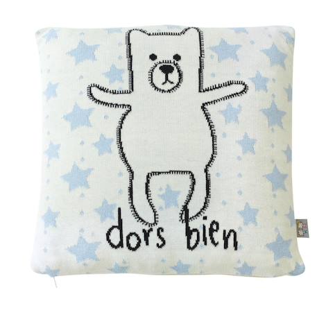 Taie de coussin en coton biologique Bleu, chaton+Écru, ourson+Gris, dino+Gris, renard+Gris, singe+Gris, toucan+Noir, chien+Rose, chat 7 - vertbaudet enfant 