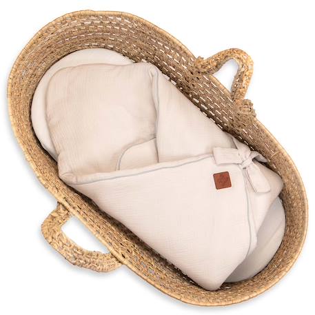 Couverture d'emmaillotage en gaze de coton jeanne Beige+Blanc+Blanc à pois or+Bleu+Camel+Écru+Gris clair+Terracotta+Vert de gris+Vieux rose 1 - vertbaudet enfant 